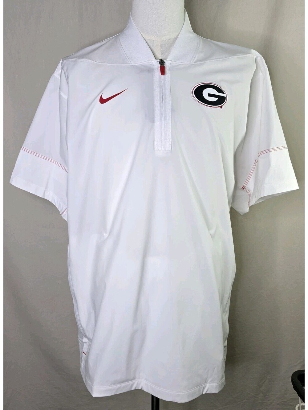 Nike Georgia Bulldogs On Field Short Sleeve Quarter Zip Pullover XL White NWT